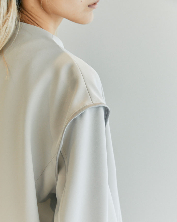NEW DOUBLE CLOTH COLLARLESS JACKET