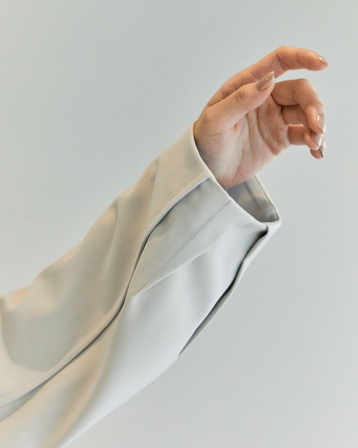 NEW DOUBLE CLOTH COLLARLESS JACKET