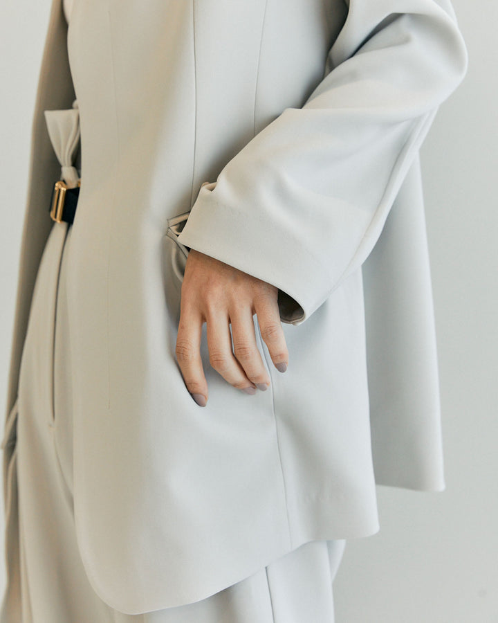 NEW DOUBLE CLOTH COLLARLESS JACKET