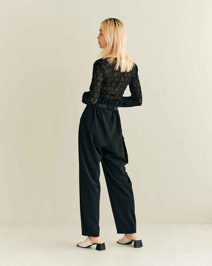 MONOGRAM FLOCKY PRINT TULLE CARDIGAN