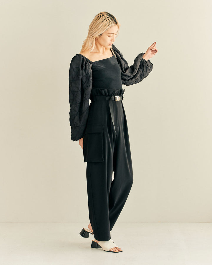 CONFLICTING POWER SLEEVE BLOUSE