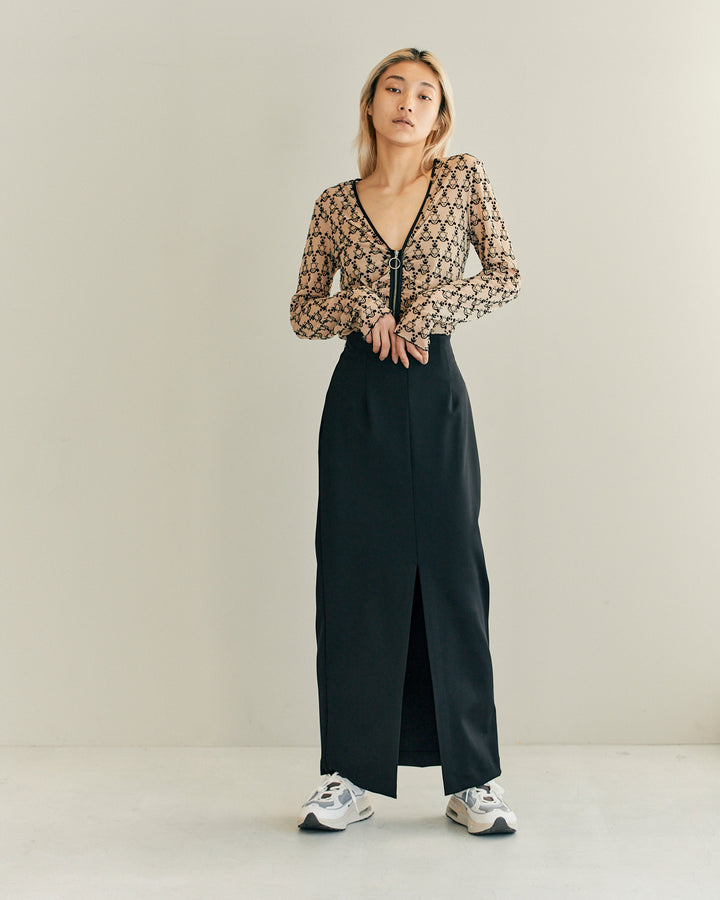 MONOGRAM FLOCKY PRINT TULLE CARDIGAN