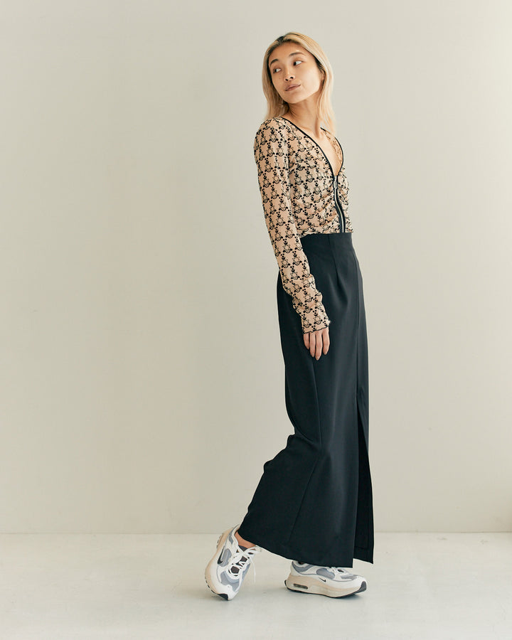 MONOGRAM FLOCKY PRINT TULLE CARDIGAN