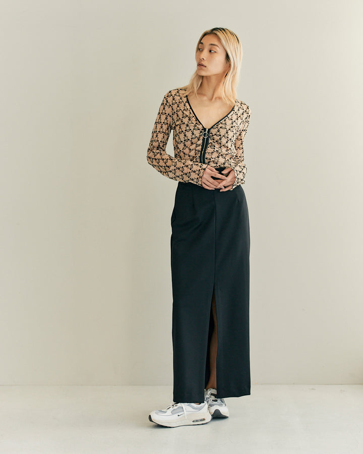 MONOGRAM FLOCKY PRINT TULLE CARDIGAN
