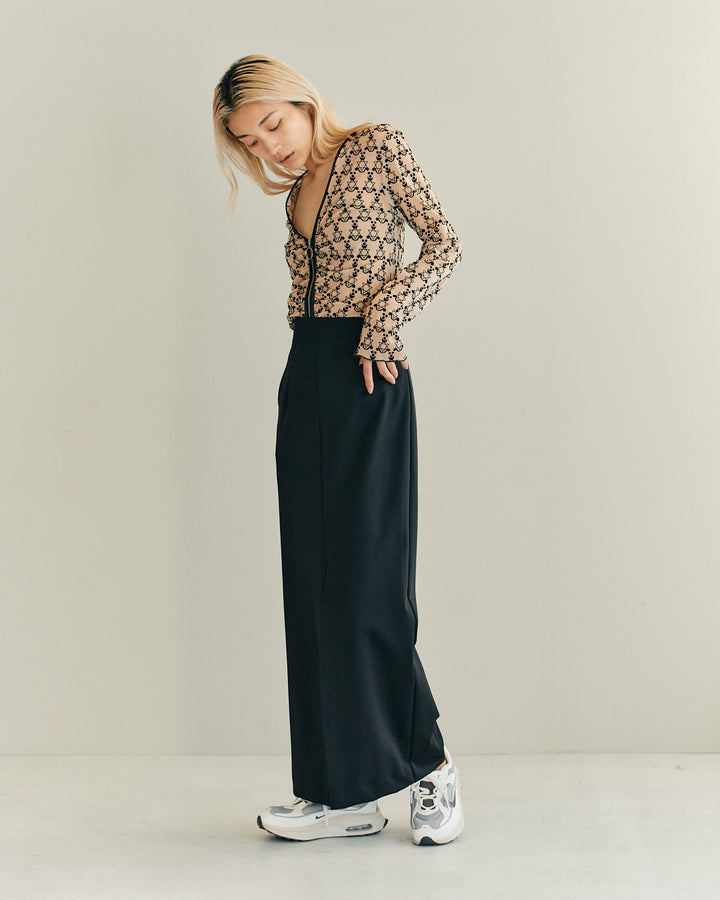 MONOGRAM FLOCKY PRINT TULLE CARDIGAN
