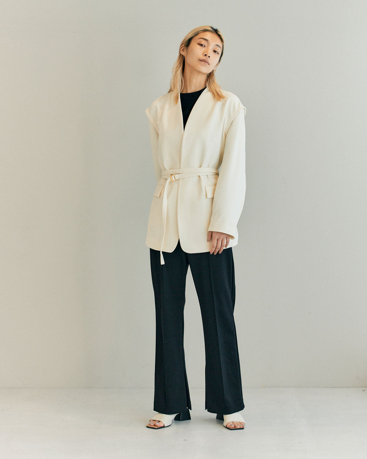 NEW DOUBLE CLOTH COLLARLESS JACKET | OUTER | STORE | THINGS THAT