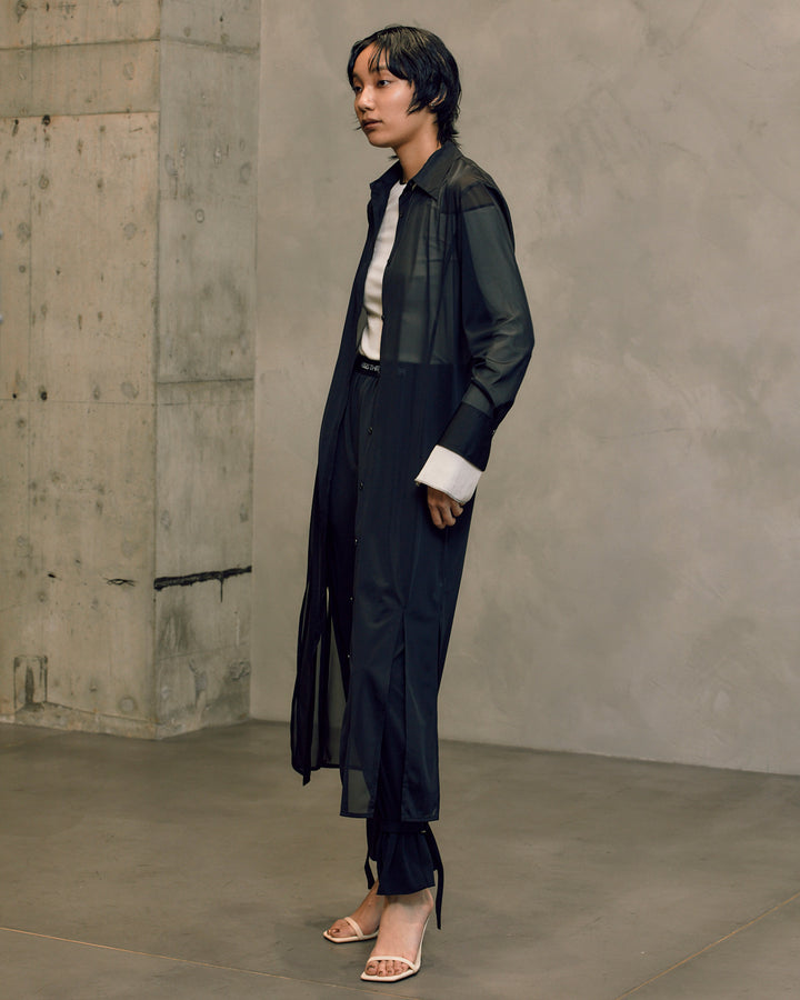SHEAR MAXI SHIRT DRESS