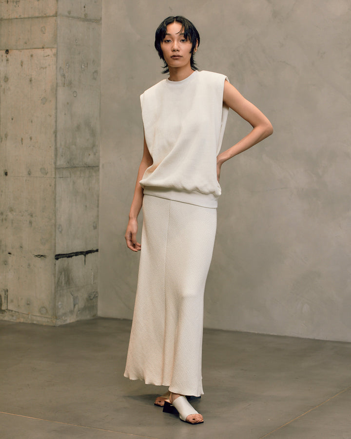 BOUCLE JERSEY MAXI FLARE SKIRT