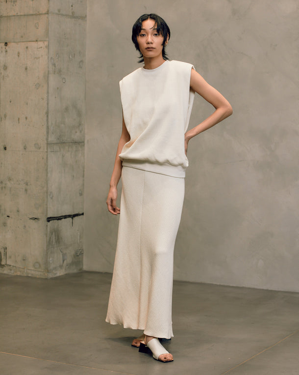 BOUCLE JERSEY MAXI FLARE SKIRT