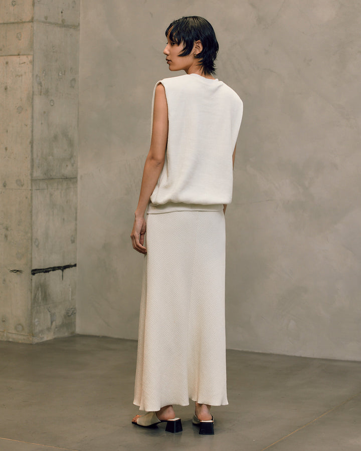 BOUCLE JERSEY MAXI FLARE SKIRT
