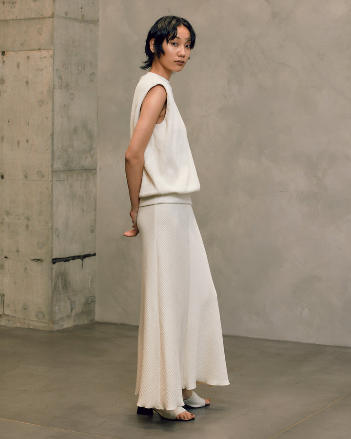 BOUCLE JERSEY MAXI FLARE SKIRT