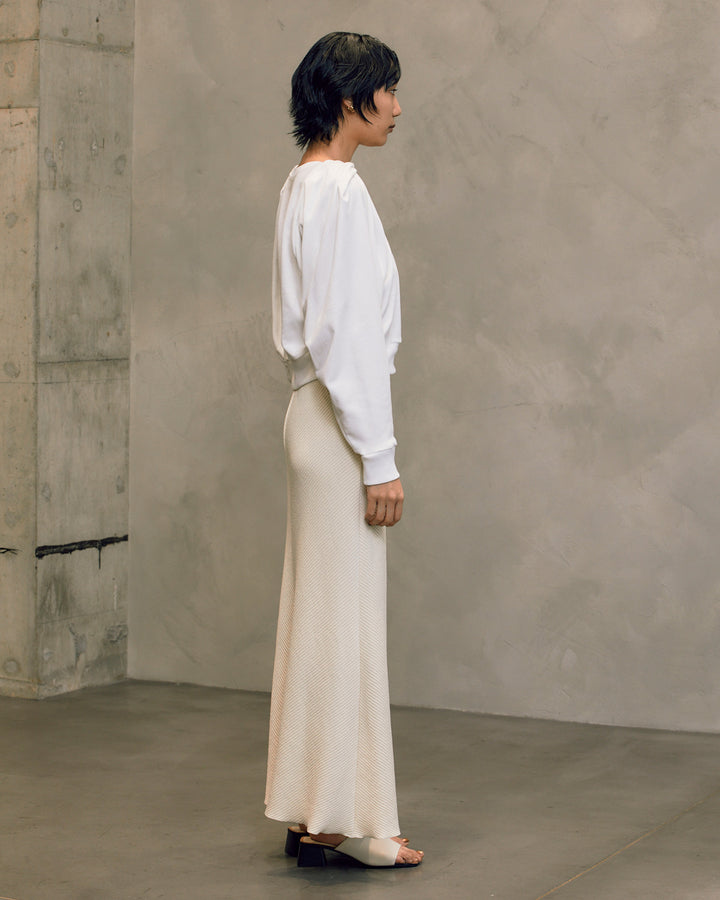 BOUCLE JERSEY MAXI FLARE SKIRT