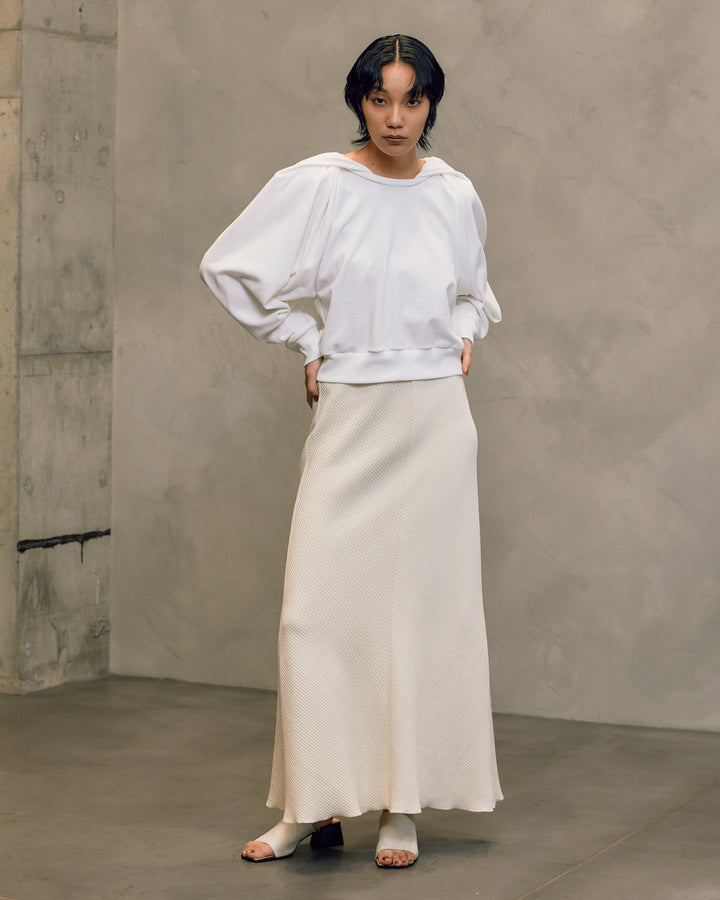 BOUCLE JERSEY MAXI FLARE SKIRT