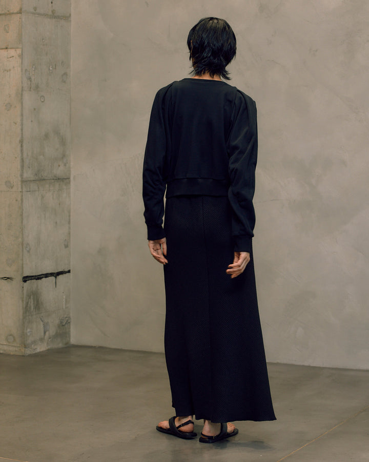 BOUCLE JERSEY MAXI FLARE SKIRT