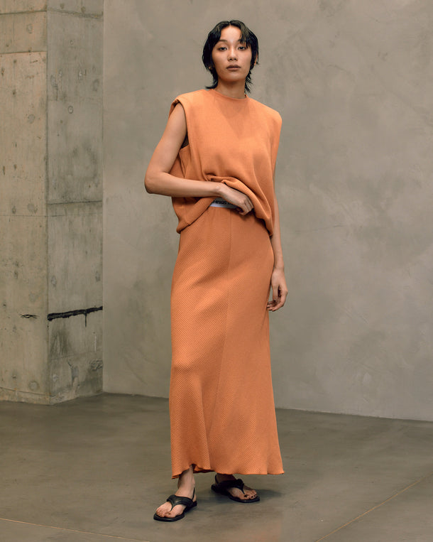 BOUCLE JERSEY MAXI FLARE SKIRT