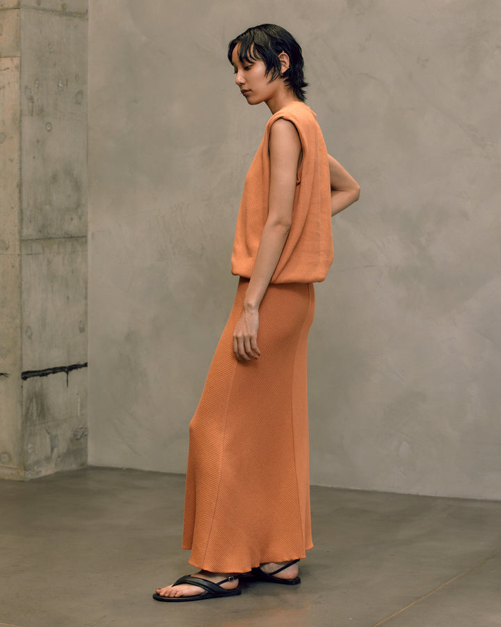 BOUCLE JERSEY MAXI FLARE SKIRT