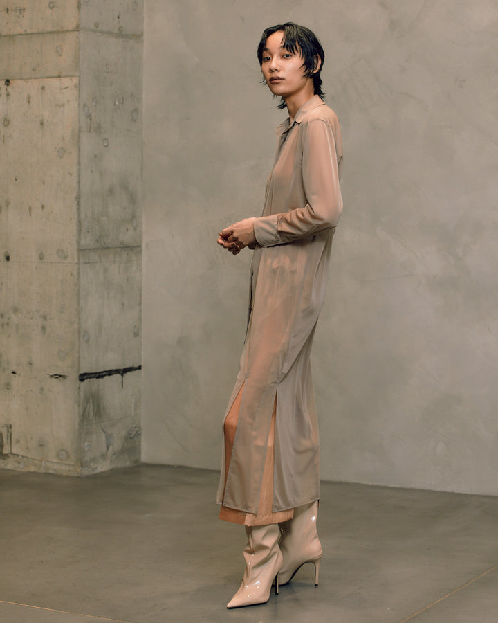 SHEAR MAXI SHIRT DRESS