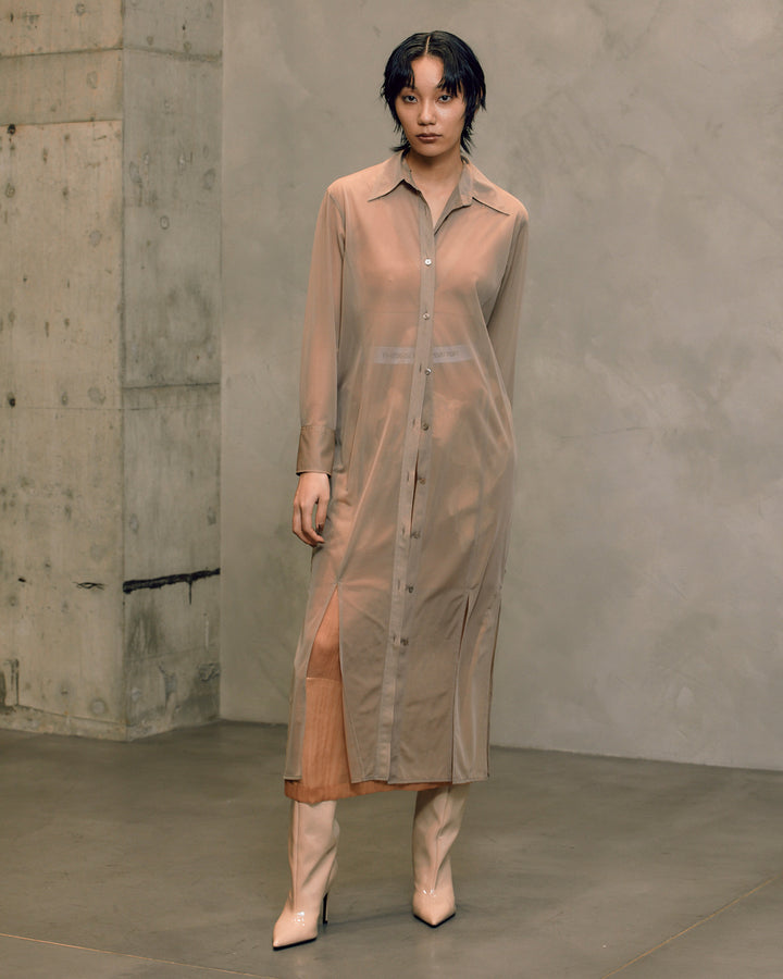 SHEAR MAXI SHIRT DRESS