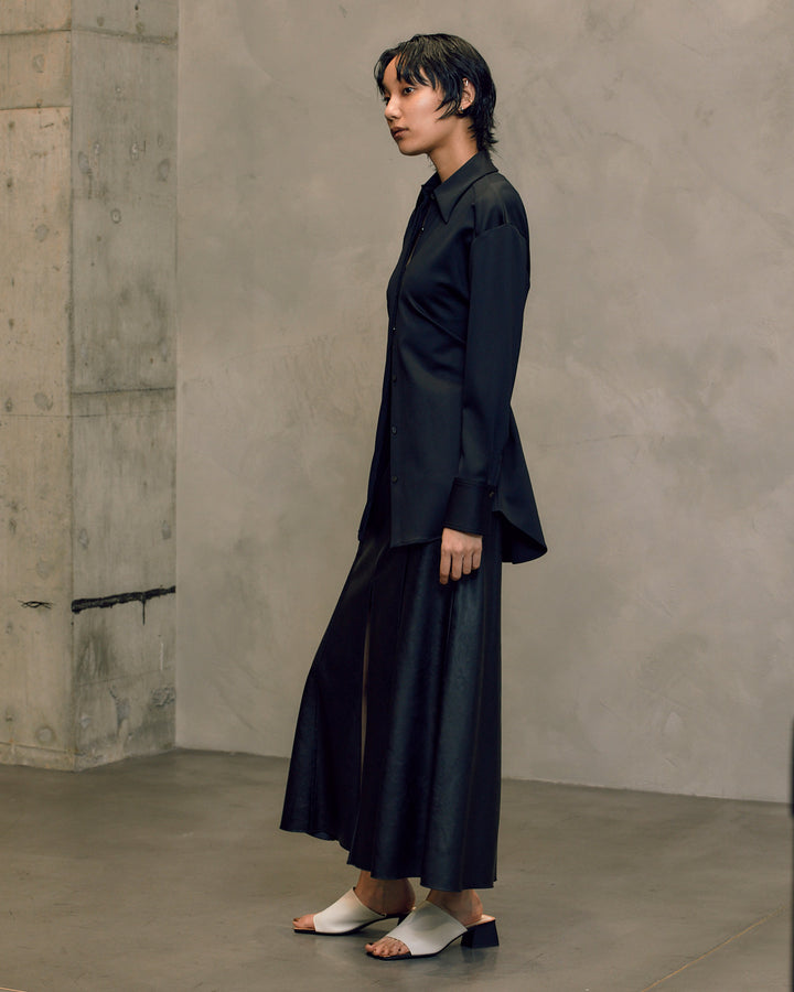 WET LEATHER MAXI SKIRT
