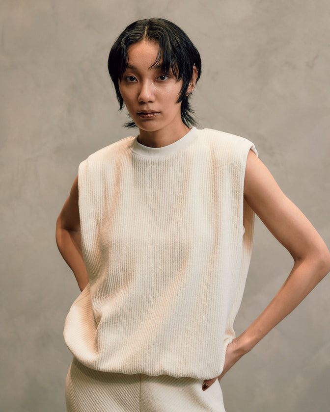 BOUCLE JERSEY SLEEVELESS TOPS