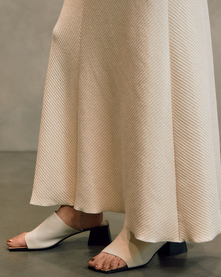BOUCLE JERSEY MAXI FLARE SKIRT