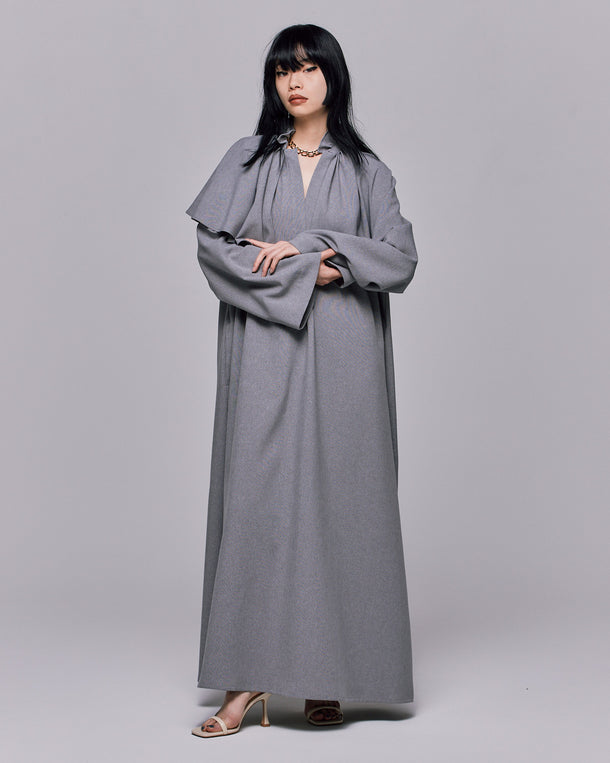 MELANGE ASYMMETRY FLARE MAXI  DRESS