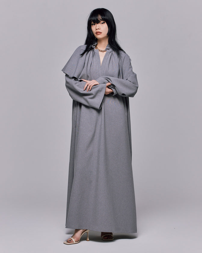 MELANGE ASYMMETRY FLARE MAXI  DRESS