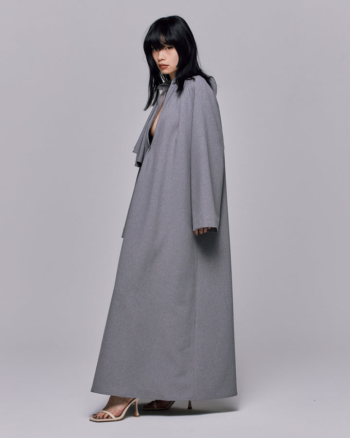 MELANGE ASYMMETRY FLARE MAXI  DRESS