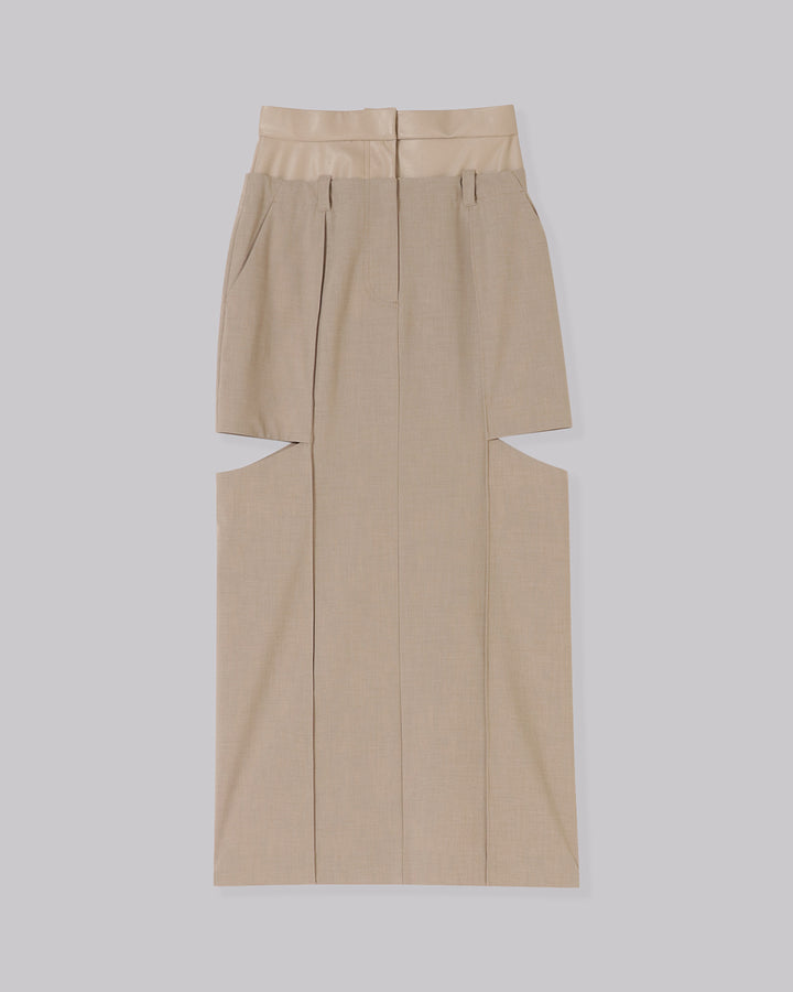 T/R LAYERED NOTCH TIGHT LONG SKIRT