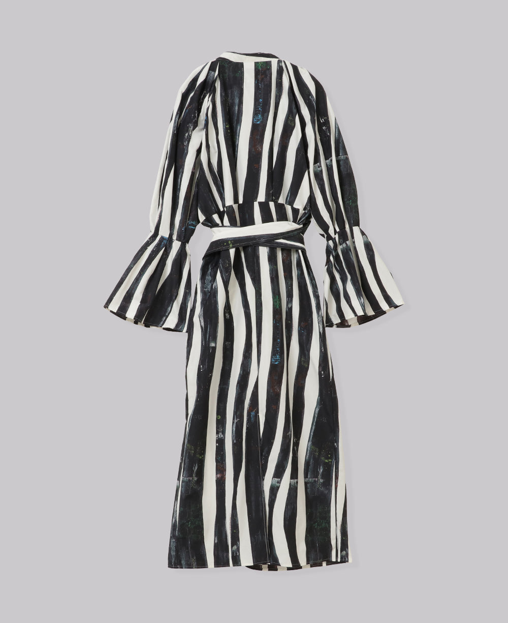 WIND STRIPE PRINT WRAP LONG DRESS | DRESS | STORE | THINGS THAT