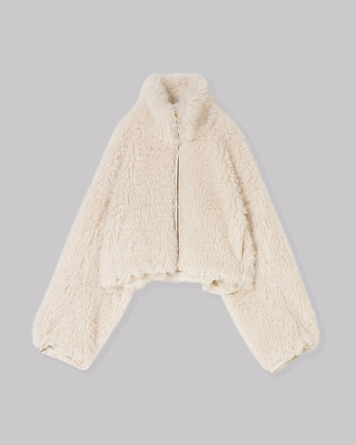 CRIMPED FUR CROPPED BLOUSON
