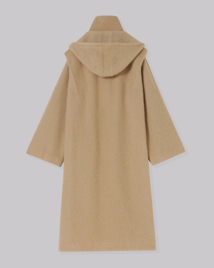MOHAIR SHAGGY HOODED LONG COAT