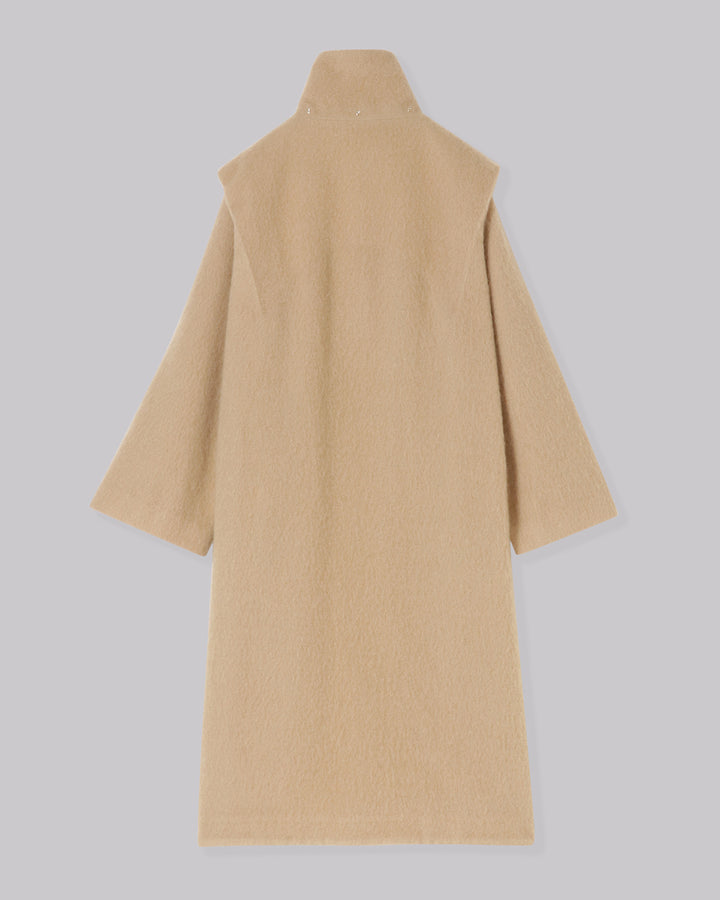 MOHAIR SHAGGY HOODED LONG COAT