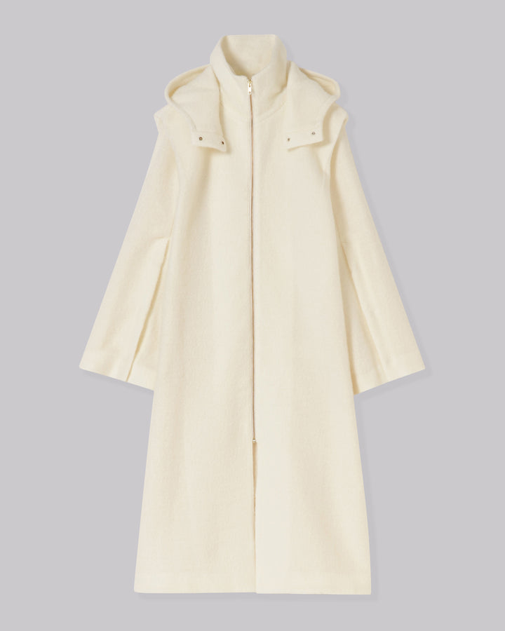 MOHAIR SHAGGY HOODED LONG COAT