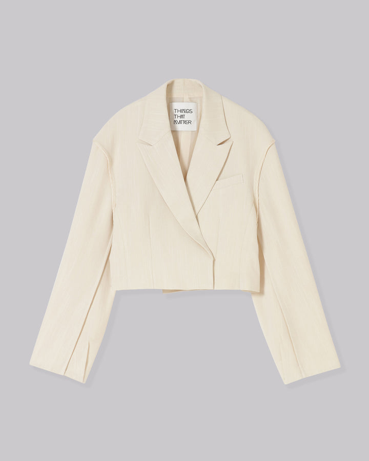 HERRINGBONE TWEED CROPPED JACKET