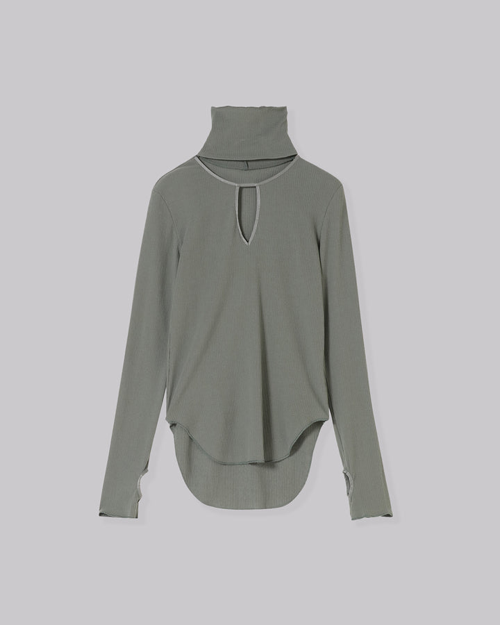 HIGH NECK NOTCH TERECO RIB TOPS