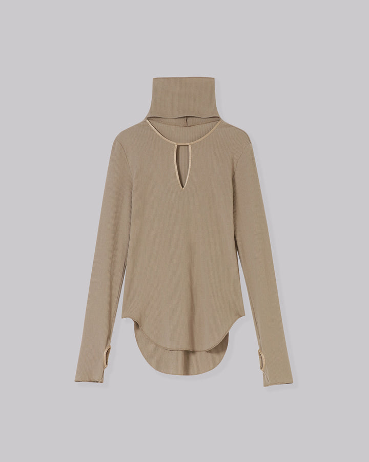 HIGH NECK NOTCH TERECO RIB TOPS