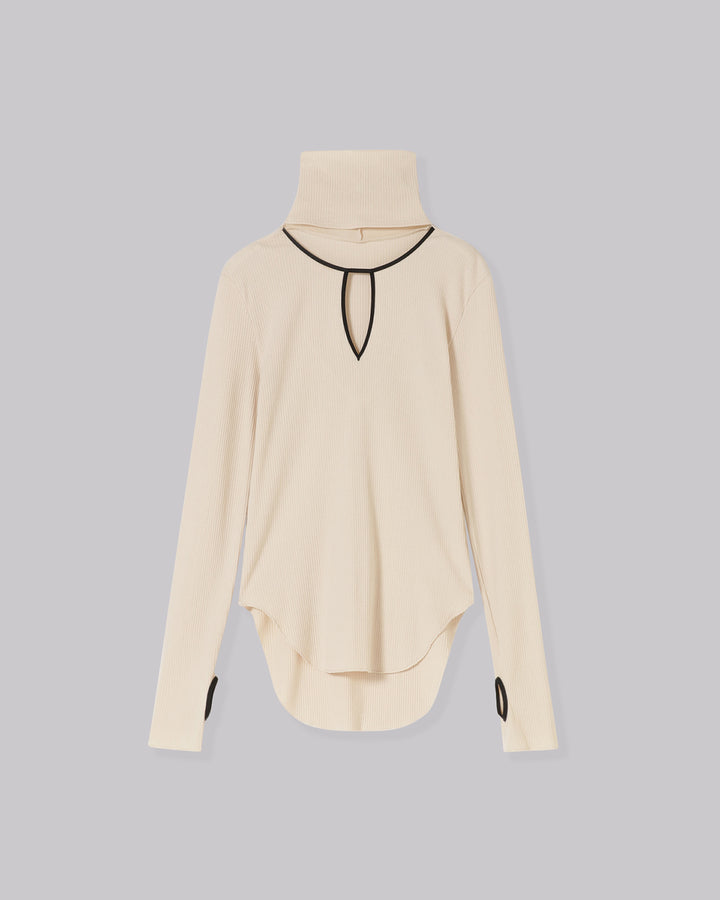 HIGH NECK NOTCH TERECO RIB TOPS