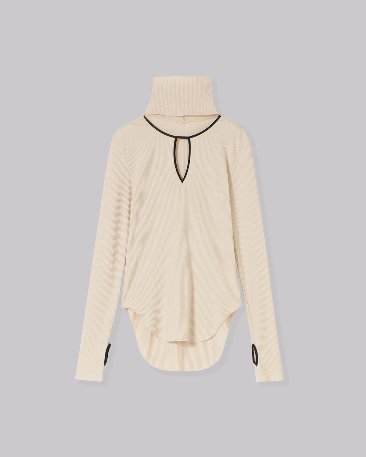 HIGH NECK NOTCH TERECO RIB TOPS 【※IVORY/BLACKは1月下旬発送