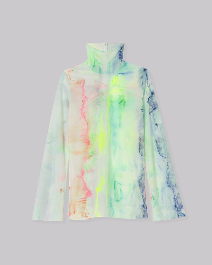 AHUM PRINT SHEER HIGH NECK TOPS