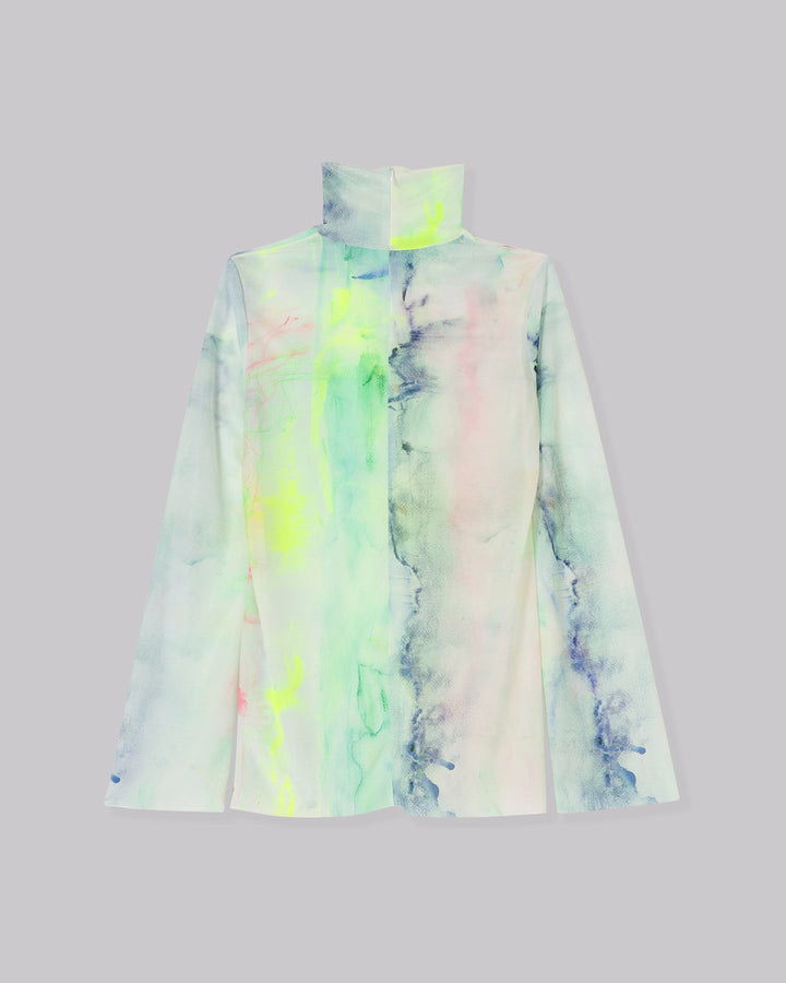 AHUM PRINT SHEER HIGH NECK TOPS