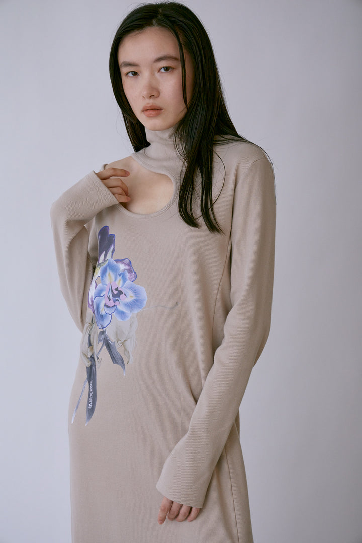 CUTTING RIB DRESS "POSITIVE PRINT"