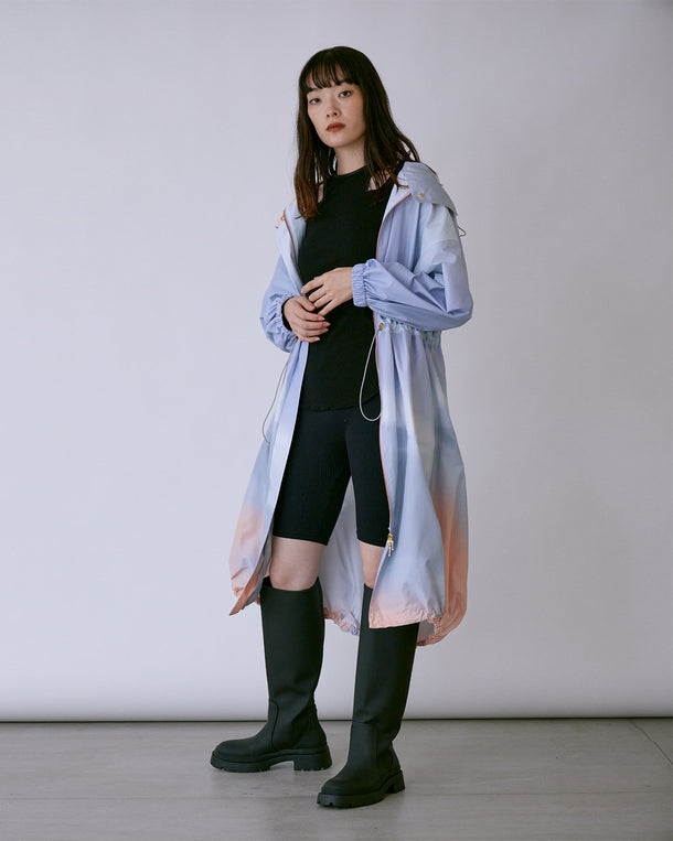 PRINT  VOLUME HOOD COAT
