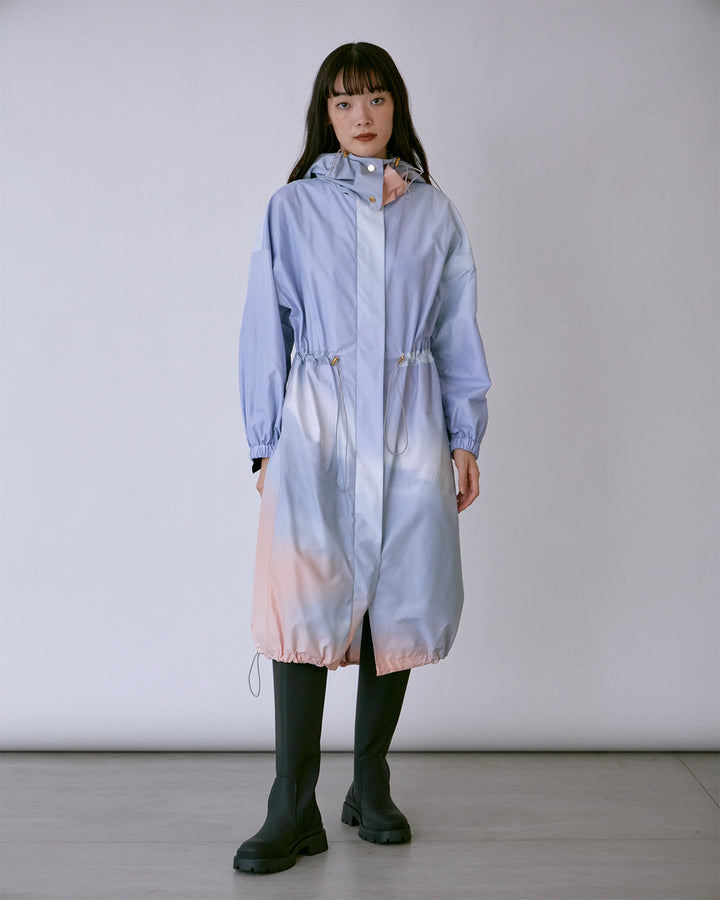 PRINT  VOLUME HOOD COAT