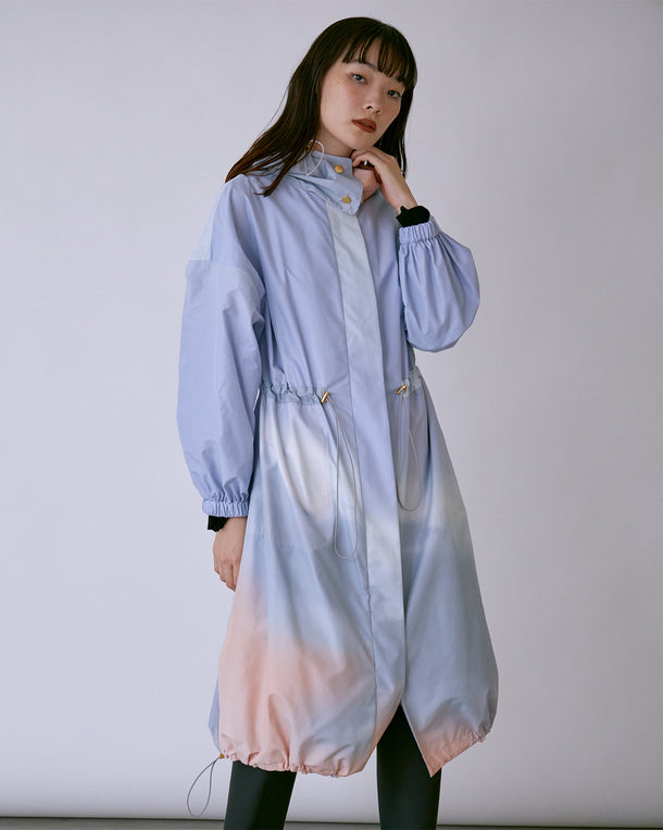 PRINT  VOLUME HOOD COAT